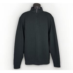 Ashworth Ez-Tech Mens LG Black Quarter Zip Sweatshirt Knit Golf Cotton Sweater